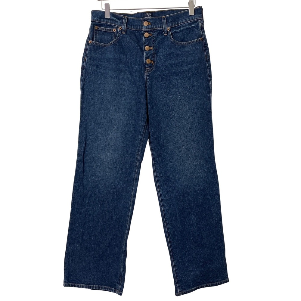 J.Crew Slim Wide-Leg Jeans Size 29 Blue Dark Wash Button Fly High Rise Denim